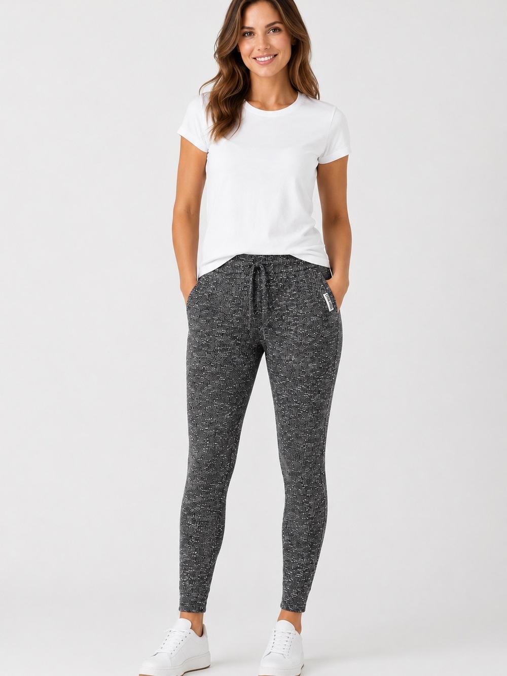 Gymshark Slounge Black Marl Drawstring Leggings Joggers Women’s Medium